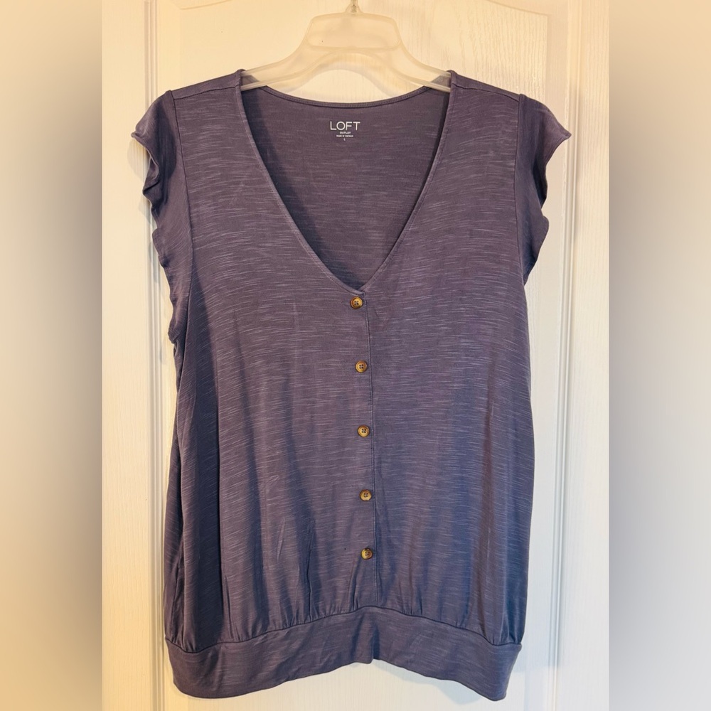LOFT Outlet Women's Blue/Purple Cap Sleeve Blouse